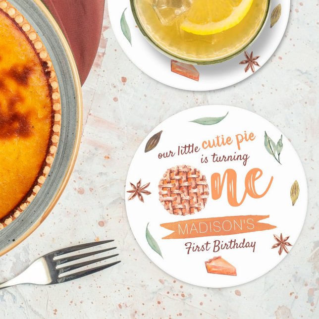 Posavasos Redondo De Papel Little Cutie Pie Fall 1er cumpleaños (Subido por el creador)