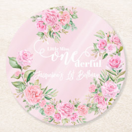 Posavasos Redondo De Papel Little Miss ONEderful 1st First Birthday