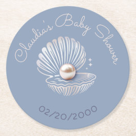 Posavasos Redondo De Papel Little Pearl Baby Shower
