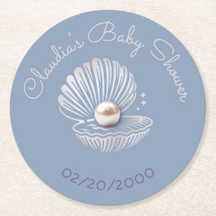 Posavasos Redondo De Papel Little Pearl Baby Shower