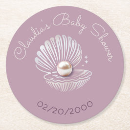 Posavasos Redondo De Papel Little Pearl Baby Shower