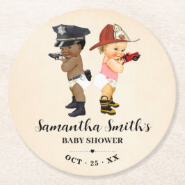 Posavasos Redondo De Papel Little Recruit on the Way Baby Shower