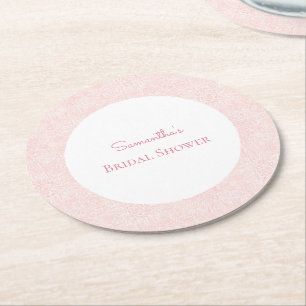 Posavasos Redondo De Papel Lluvia de Boda Floral Rosa Sonrosado