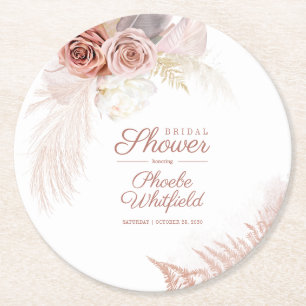 Posavasos Redondo De Papel Lluvia de Novia Pampas Hierba Terracota Marrón