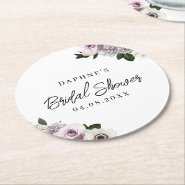 Posavasos Redondo De Papel Lluvia de Regalos para Novia con Anémonas Blancas 