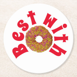 Posavasos Redondo De Papel Lo mejor con donut/doughnut