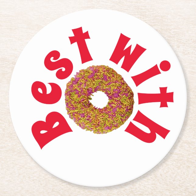 Posavasos Redondo De Papel Lo mejor con donut/doughnut (Anverso)