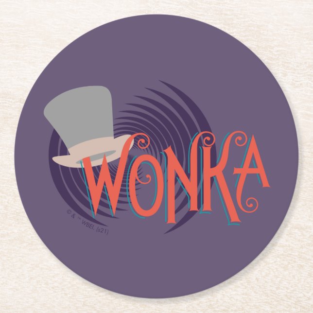 Posavasos Redondo De Papel Logo de Wonka Spiral (Anverso)