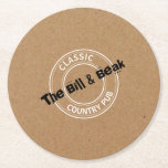 Posavasos Redondo De Papel Logo del pub clásico del país, pub/cervecería<br><div class="desc">Logo clásico de Country Pub,  posavasos de papel de pub/cervecería de la tienda de tarjetas de visita.</div>