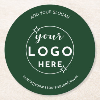 Posavasos Redondo De Papel Logo profesional Minimalista Verde