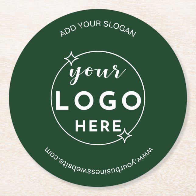 Posavasos Redondo De Papel Logo profesional Minimalista Verde (Anverso)
