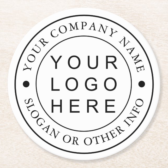 Posavasos Redondo De Papel Logotipo comercial de la empresa personalizado (Anverso)