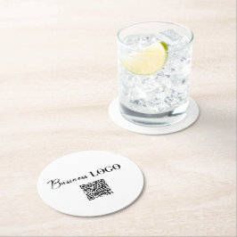 Posavasos Redondo De Papel Logotipo comercial de la empresa y código QR