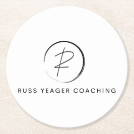 Posavasos Redondo De Papel Logotipo de firma de coaching de Russ Yeager