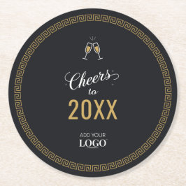 Posavasos Redondo De Papel Logotipo de la moderna compañía de Año Nuevo Clave