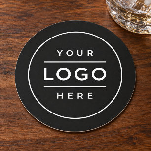 Posavasos Redondo De Papel Logotipo Empresarial Negro Personalizado Redondo M
