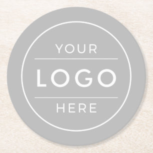 Posavasos Redondo De Papel Logotipo Empresarial Personalizado Gris Concreto M