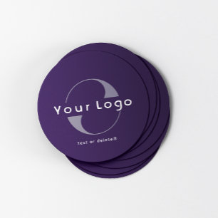 Posavasos Redondo De Papel Logotipo en Deep Purple + White Text Company Busin