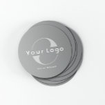 Posavasos Redondo De Papel Logotipo en Gris   White Text Company Business<br><div class="desc">Máscaras de papel con logotipo duradero y absorbente con un diseño sencillo y mínimo disponible en varios colores para adaptarse a su identidad de marca. Añade tu logotipo y texto.</div>