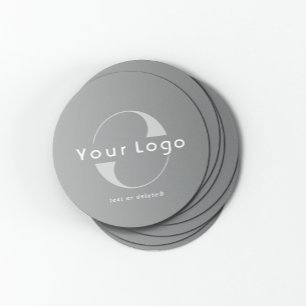 Posavasos Redondo De Papel Logotipo en Gris + White Text Company Business