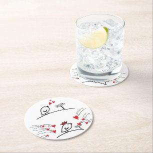 Posavasos Redondo De Papel LOVE ECHO - Comic Birds Tweetlercools 1