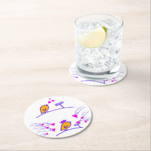 Posavasos Redondo De Papel LOVE ECHO - Comic Birds Tweetlercools 3