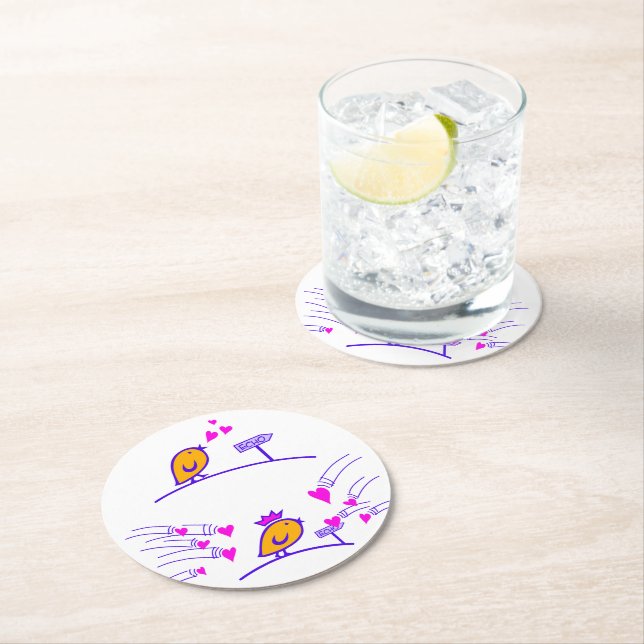 Posavasos Redondo De Papel LOVE ECHO - Comic Birds Tweetlercools 3 (In situ)