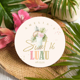 Posavasos Redondo De Papel Luau Sweet de Hawái Dieciséis ID1092
