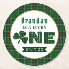 Posavasos Redondo De Papel Lucky Little Shamrock 1er cumpleaños