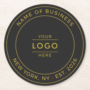 Posavasos Redondo De Papel Lujo Negro Oro Logotipo Comercial Personalizado Añ