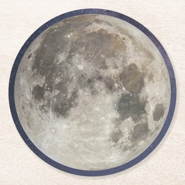 Posavasos Redondo De Papel Luna de la Tierra (Anverso)