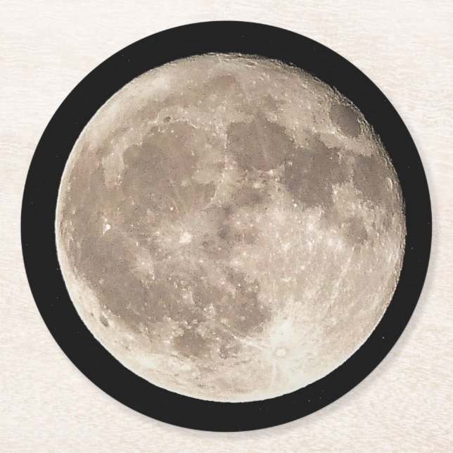 Posavasos Redondo De Papel Luna llena (Anverso)