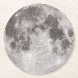 Posavasos Redondo De Papel Luna llena en el cielo
