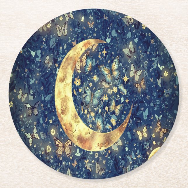Posavasos Redondo De Papel Lunar Glow Celestial Moon (Anverso)