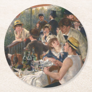 Posavasos Redondo De Papel Luncheon del Fiesta de Boating - Auguste Renoir
