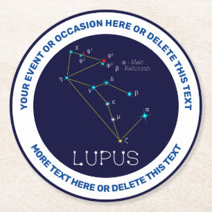 Posavasos Redondo De Papel Lupus de constelación del hemisferio sur