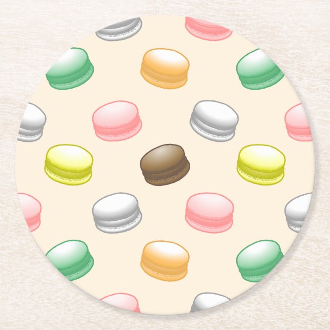 Posavasos Redondo De Papel Macarons Cumpleaños Dulce 16 (Anverso)