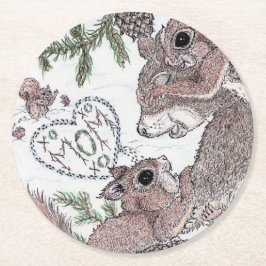 Posavasos Redondo De Papel Madre ardilla con Kits