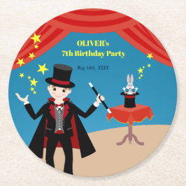 Posavasos Redondo De Papel Magician Boy Show Birday Party