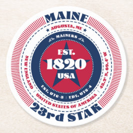 Posavasos Redondo De Papel Magnífica tipografía azul blanca roja