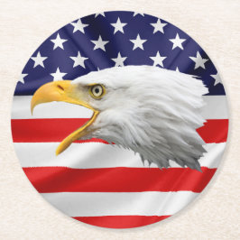 Posavasos Redondo De Papel Magnífico regalo patriótico del águila calva