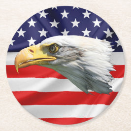 Posavasos Redondo De Papel Magnífico regalo patriótico del águila calva
