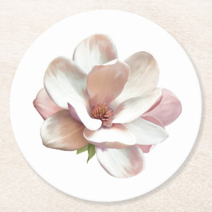 Posavasos Redondo De Papel Magnolia rosada del sur