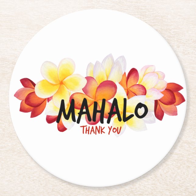Posavasos Redondo De Papel Mahalo Plumeria (Anverso)