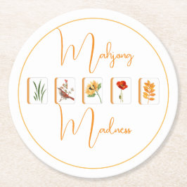 Posavasos Redondo De Papel Mahjong Flower Tiles Paper Coaster