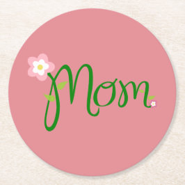 Posavasos Redondo De Papel Mami Strawberry Pink Round Paper Coaster