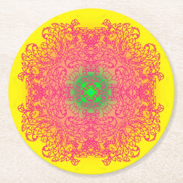 Posavasos Redondo De Papel mandala (Anverso)