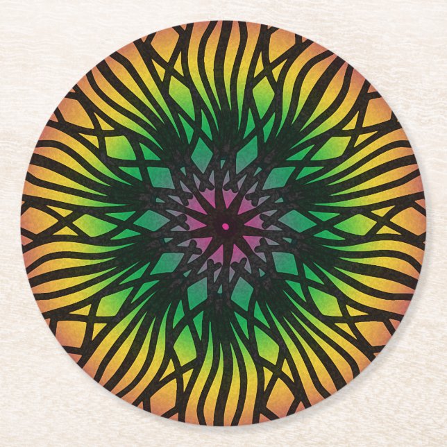 Posavasos Redondo De Papel Mandala (Anverso)