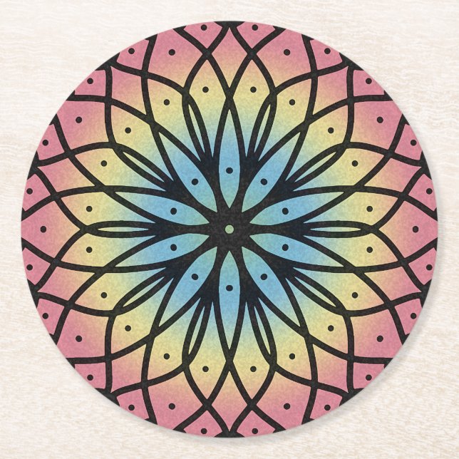 Posavasos Redondo De Papel Mandala (Anverso)