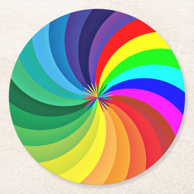 Posavasos Redondo De Papel Mandala-46556 de color arcoiris (Anverso)